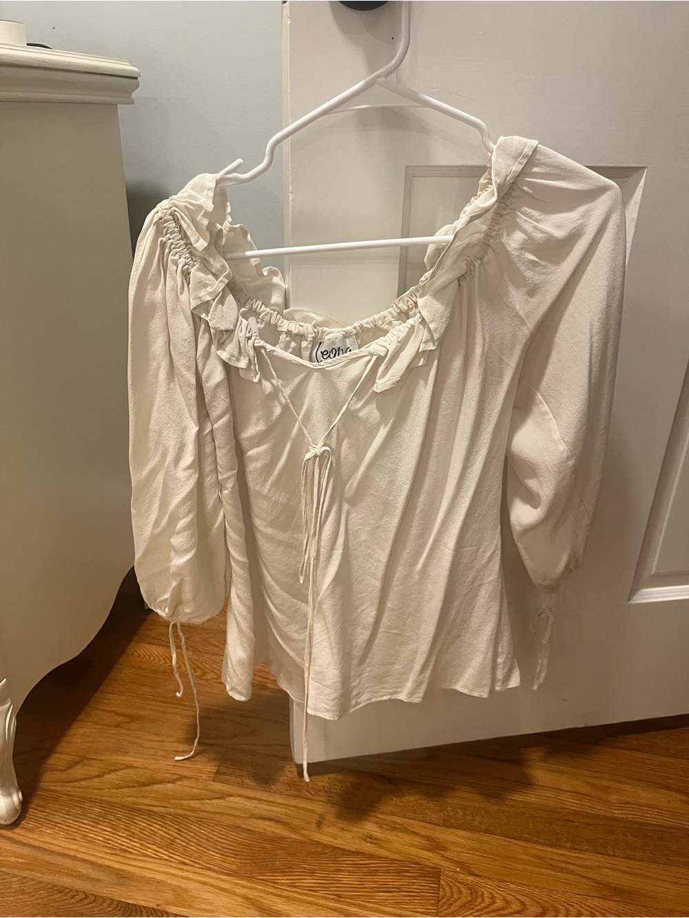 Cream Peasant Blouse - Women's Ruffled Off-Shoulder Top